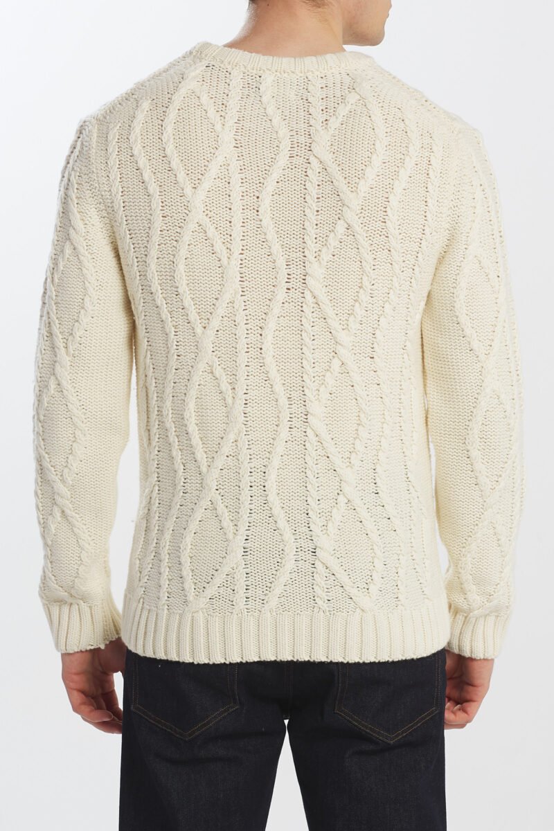Pánsky sveter GANT s vrkôčikovým vzorom | Krémový