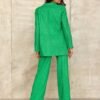 Dámske zelené široké pásikové nohavice | Vysoký pás