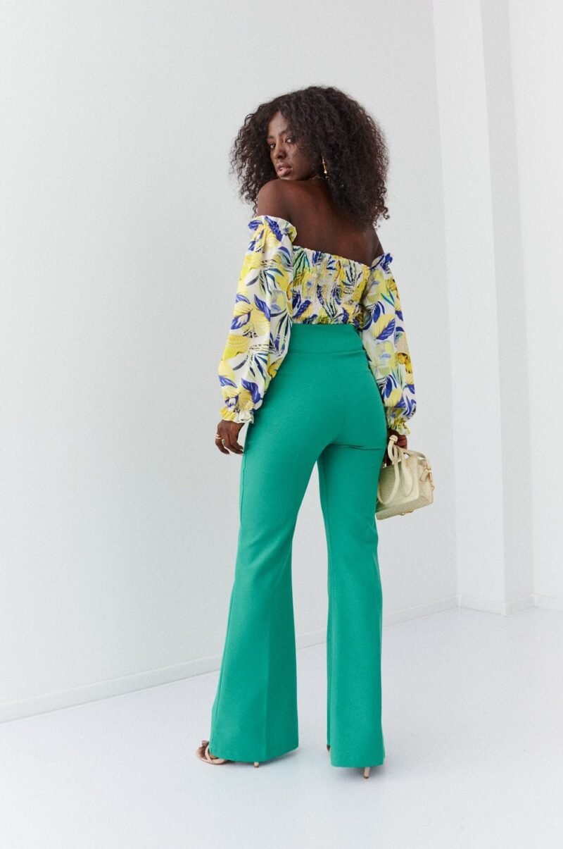 Elegantné dámske široké nohavice | Zelené