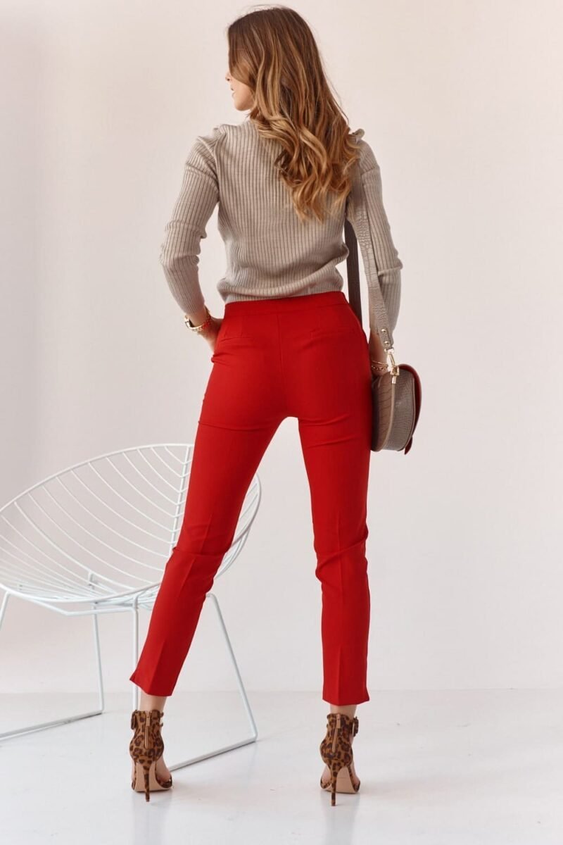 Elegantné dámske rovné nohavice | Červené