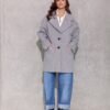 Krátky jednoradový dámsky oversize kabát | Šedý