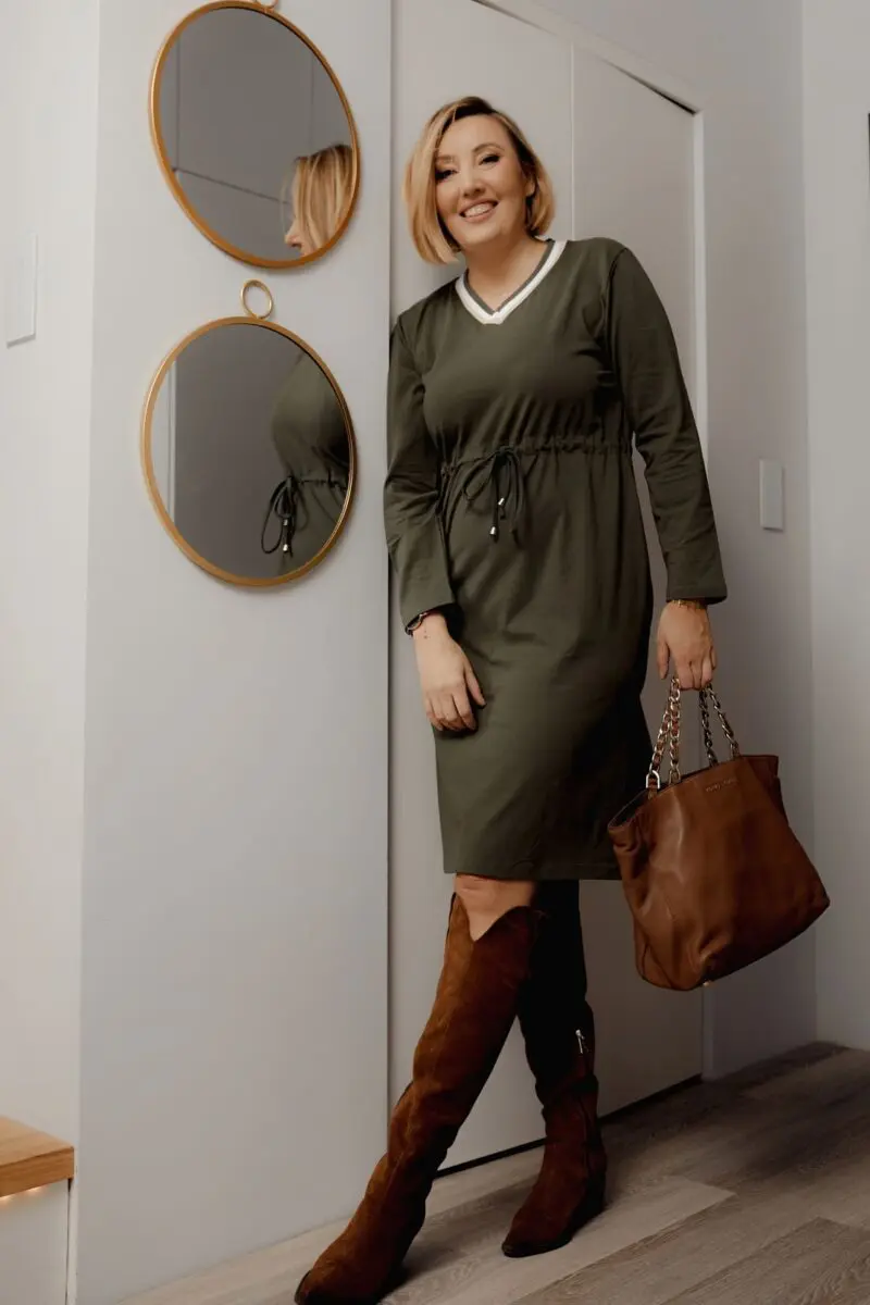 Plus size dámske bavlnené šaty | Khaki